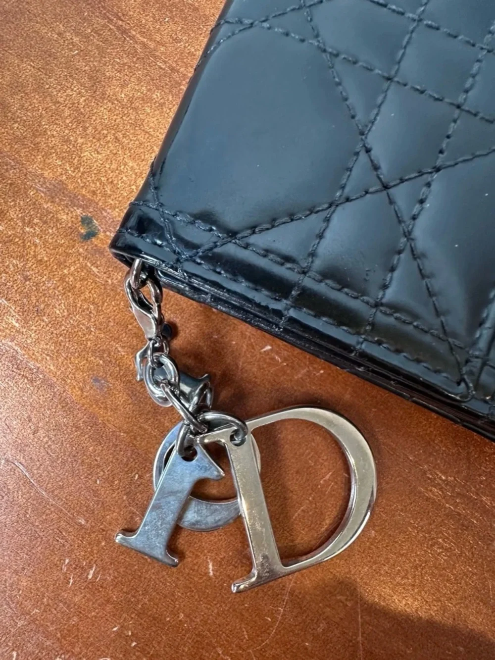Christian Dior Patent Cannage compact Black wallet